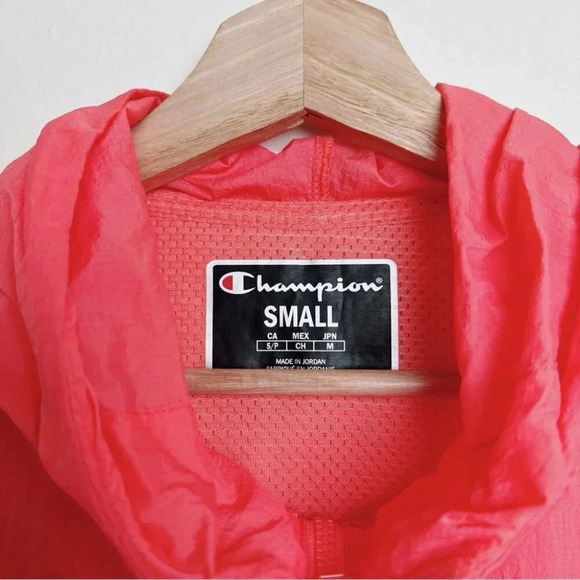 Champion Womens Size Small Pink Manorak Windbreaker Hoodie Jacket - Picture 10 of 14